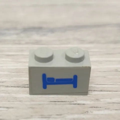 Lego 3004pb014 Old Light Gray Brick 1 x 2 Train Sleeping Car Blue Bed Pattern