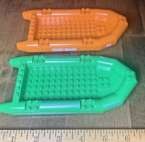 Lego Boat  Raft Large Bright Green & Bright Orange Coast Guard Patrol