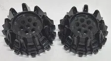 LEGO 64712 Wheel Hard Plastic with Small Cleats and Flanges Black x2 Genuine