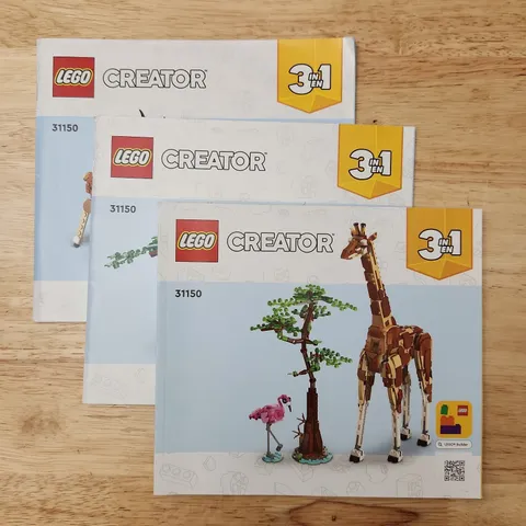 LEGO Creator Instruction Manuals 31150 Wild Safari Animal 3 Books No Bricks