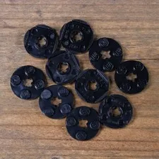 LEGO 4032 Black Plate Round 2x2 with Axel Hole Qty 10