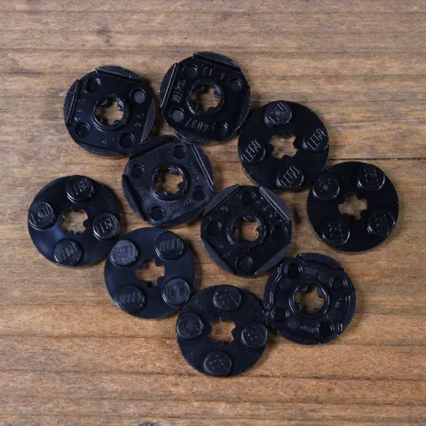 LEGO 4032 Black Plate Round 2x2 with Axel Hole Qty 10