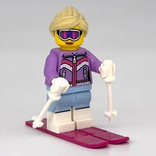 Lego Collectable Series 8 Downhill Skier Minifigure w/ Skis & Poles col119