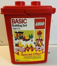 Vintage 1987 Red Lego Brick Bucket Storage Bin Container With Lid & Handle 1613