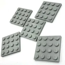 Lego 5 New Light Bluish Gray Plates 4 x 4 Stud Parts