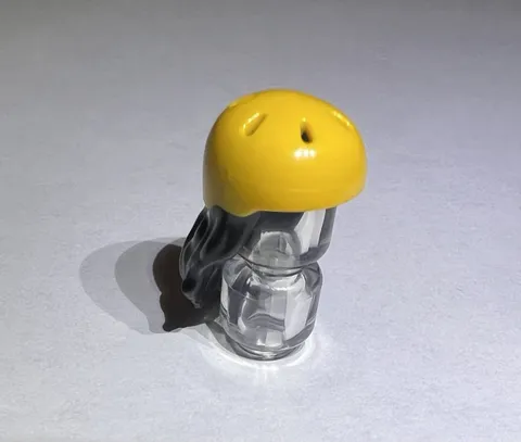 Lego Minifigure Wig W Helmet Black Yellow Bike Skate No 12 New City Girl Hair 
