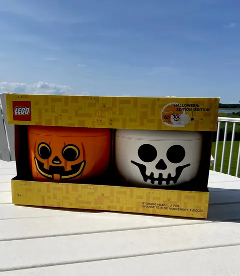 Lego Limited Halloween Edition Large Storage Heads Pumpkin And Skeleton