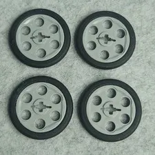 LEGO 4185c01 Technic Wedge Belt Wheel Pulley with Black Tire 4185 2815 Gray x4