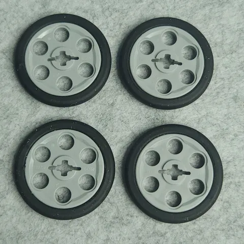LEGO 4185c01 Technic Wedge Belt Wheel Pulley with Black Tire 4185 2815 Gray x4