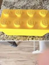 LEGO 8 Stud Large Yellow Storage Brick Container Box Bin w/ Lid 14x9x7