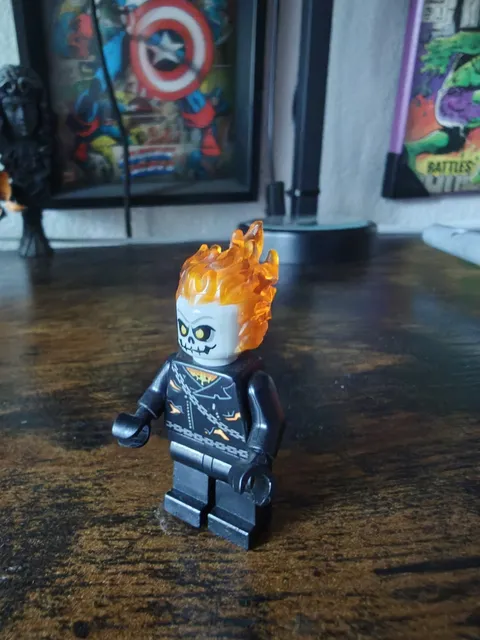 LEGO Super Heroes Ghost Rider Johnny Blaze Minifigure sh0267 76058 & motorcycle