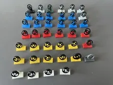 LEGO Steering Wheel Bulk Lot Red Gray Yellow Blue White Black (40 Pieces)