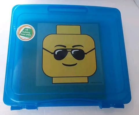 Lego Blue Project Case Minifigure Storage Case Head Sunglasses W Base Plate