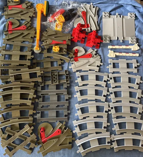 Lego Duplo Train Track Lot Switch, Crossing Gate, Straight, Curve Light Dark