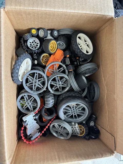 LEGO Wheels & Tires Parts Bulk Lot Multicolor Sold by Weight 3 lb 7.4 oz Box