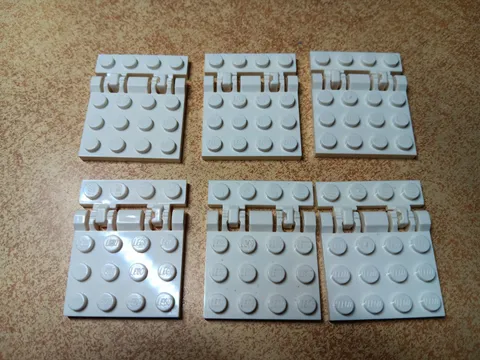 LEGO LOT 6 WHITE 3X4 1X4 HINGE PLATE LOCKING DUAL FINGERS ASSEMBLED