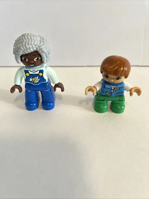 Lot of 2 Lego Duplo People Boy With Freckles And Caring For Bees Black Female