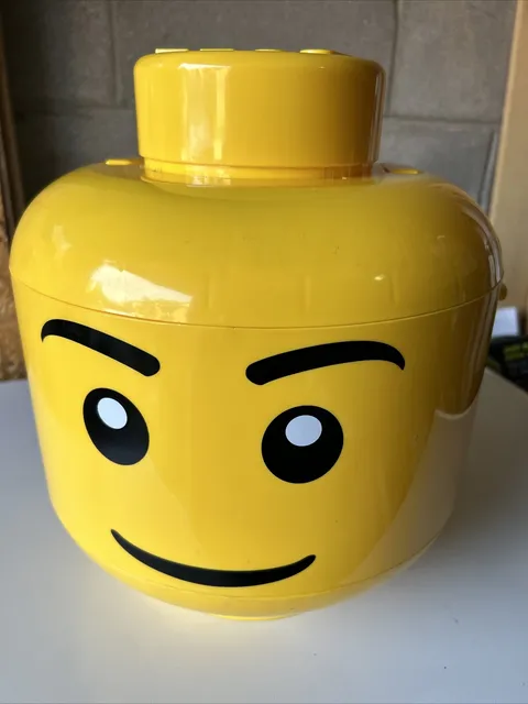 Yellow Lego Large Head Storage Sort Store Case Container Carrying