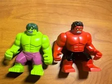 LEGO Hulk Bigfig Minifigure Lot of 2 - Green Hulk & Red Hulk very good condition