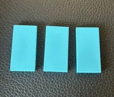 Lego 2x4 Tile Medium Azure Flat Finishing Smooth Plate Part 87079 Lot of 3