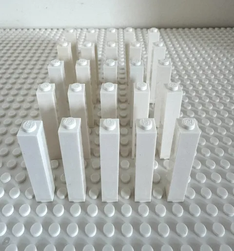 (25) LEGO Pillar Column Wall Support Beam Lot- WHITE- 1 X1 X 5-2453