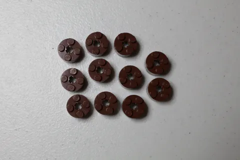 (11) LEGO Reddish Brown 6143 Round 2x2 w/ Axle Hole Bricks Parts Tree