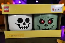 LEGO Halloween Edition Large Storage Heads Green White Skeleton 2pc NIB