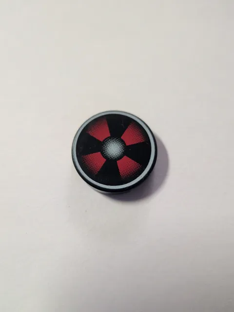 LEGO Black Round 2x2 Tile with Red Fan Pattern Piece Part 4150px20 Set 6776 HTF