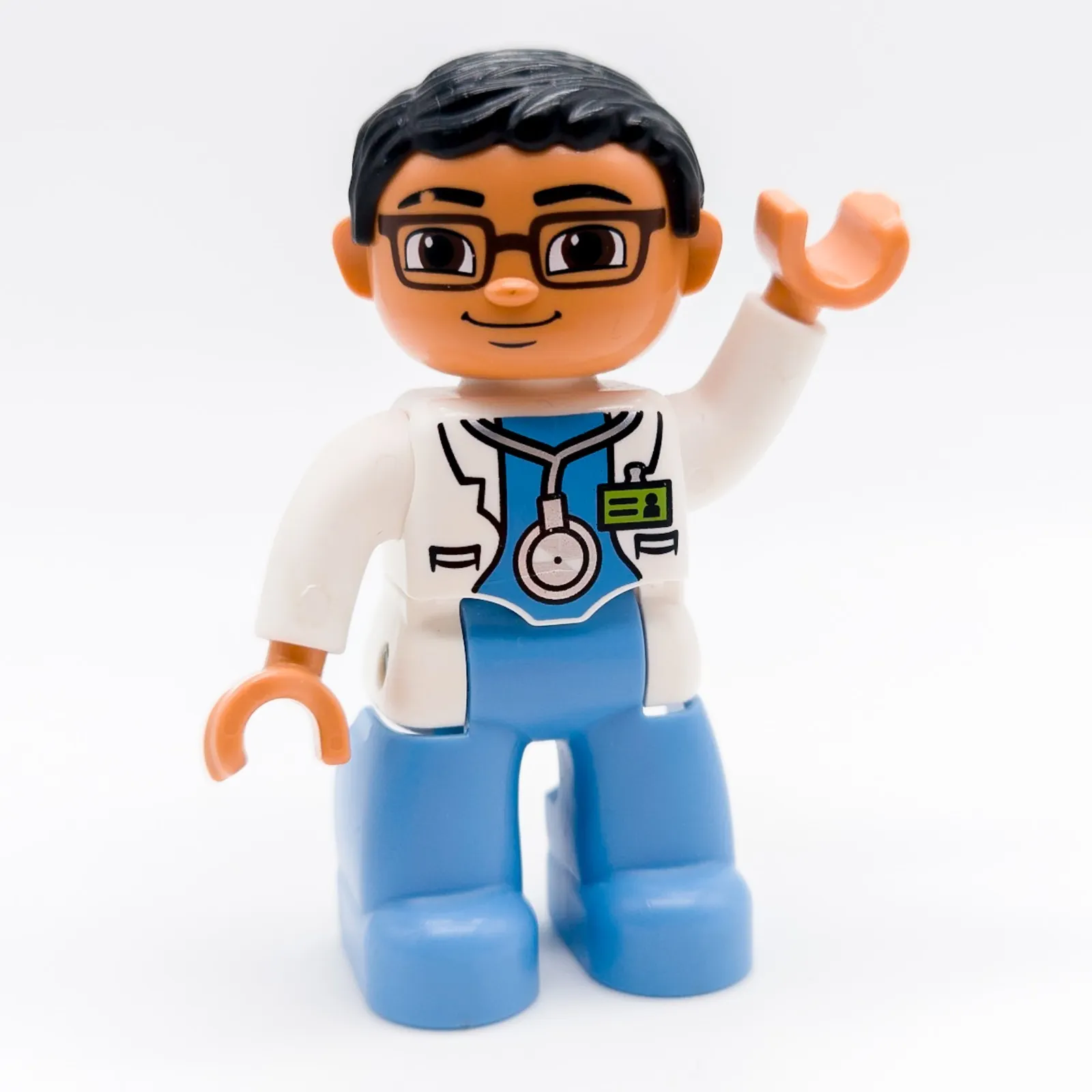 LEGO DUPLO Doctor Figure Doctor Glasses Smock Stethoscope White Light Blue 47394pb171a