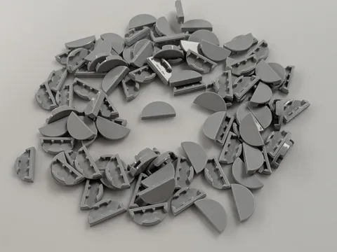 Lego x100 New Light Bluish Gray Tile, Round 1 x 2 Hal # 1748 Parts Bulk MOC Lot