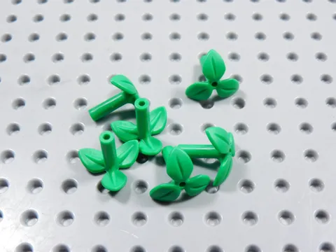 LEGO Lot of 6 Bright Green Stems w/ 3 Leaves Plants Minifig BI