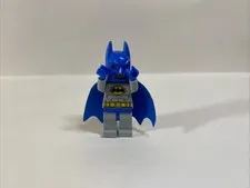 LEGO Batman Minifigure Blue Cowl Cape Light Gray Suit Plastic Minifig