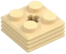 Lego Part 71752 BRICK Tan Ribbed with Axle Hole Modified 2 x 2 x 2/3 TN4