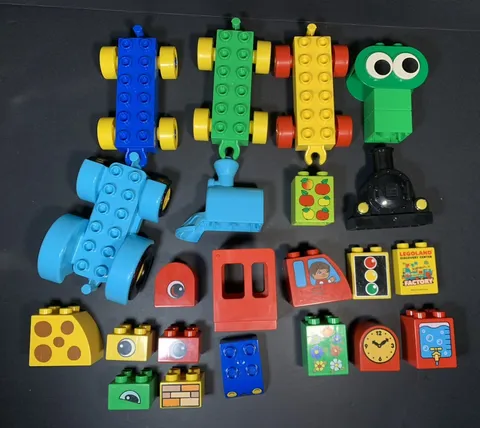 Duplo Train Cars Vehicles Lot with Eyes and Unique Lego Toy Blocks