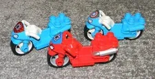 LEGO DUPLO Vehicle Lot - Motorcycles: Spider-Man (Red & Lt Blue) Captain America