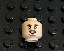 LEGO Nougat Light Flesh Head, Neat Brown Mustache & Eyebrows, Open Mouth Smile