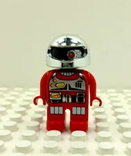 Lego Duplo Figure Action Wheeler Robot silver helmet red/red vint