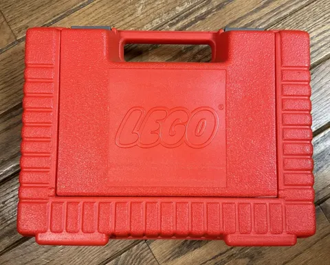 Vintage 1985 Lego Bin RED Plastic Storage Container Case Carry Box
