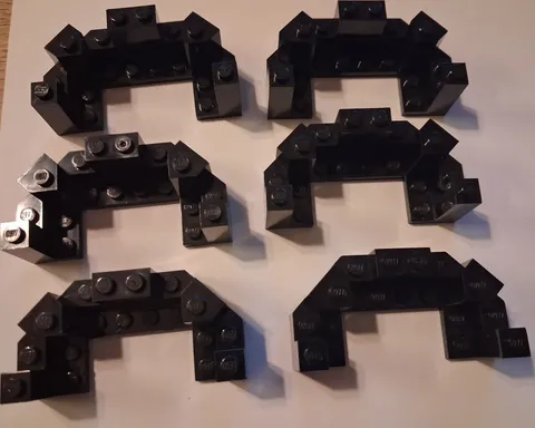 O-1 Lego Lot 6 Black Turret Top 4 x 8 x 2 1/3 6066 7093 8877 8876 6076