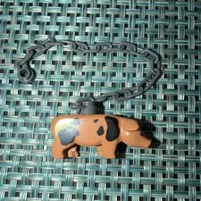 LEGO nougat Pig with Black Eyes and  brown Spots 1.5" Long With Chain