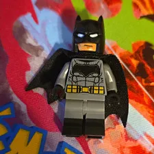 LEGO Batman Minifigure Plastic Figure Black Cape Mask Gray Suit