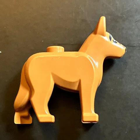 LEGO Tan Dog Animal Figure with Black Face Printing, 1 Piece Plastic