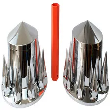 Mrjlk Chrome Abs Complete Axle Cover Set Hub Caps And 33Mm Screw-On Spiked Lug