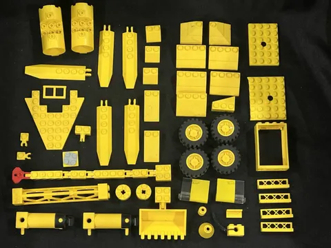 LEGO Yellow Specialty Parts Lot Wedges Wheels Crane Vehicle Pieces