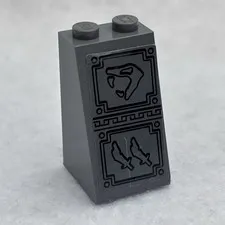 LEGO 3684cpb013 Dark Bluish Gray Slope 75 2 x 2 x 3 - Solid Studs W/ Snake (x1)
