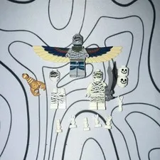 LEGO Mummy & Skeleton Minifigure Parts Lot w/ Wings, Sword & Golden Scorpion