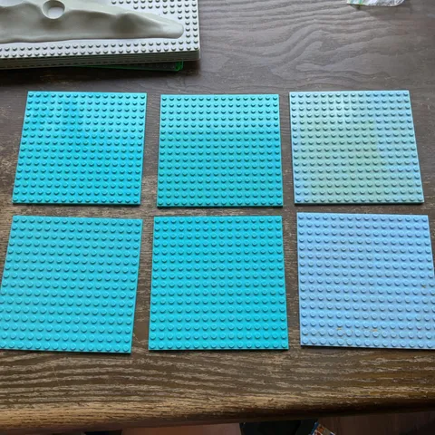 LEGO LOT OF 6 LIGHT BLUISH  BASE PLATES 16X16 STUD 5" X 5"