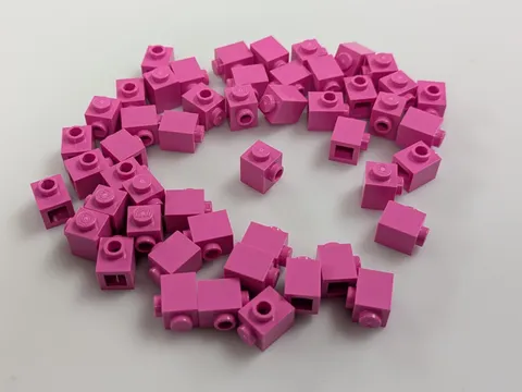 Lego x50 New Dark Pink Brick, Modified 1 x 1 with Stud on Side # 87087