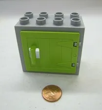 Lego DUPLO GREY & LIME GREEN WINDOW PANE DOOR UNIT Building Block 2x4