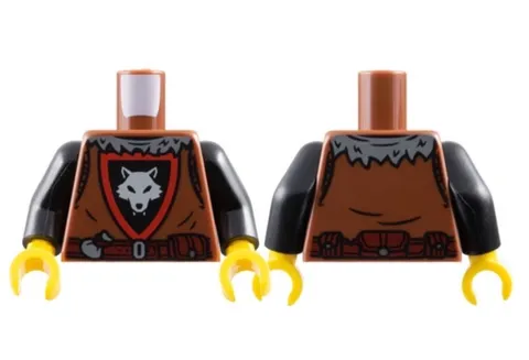 Lego Wolfpack Torso for Castle Minifigures - New - Reddish Brown & Black 1 Piece